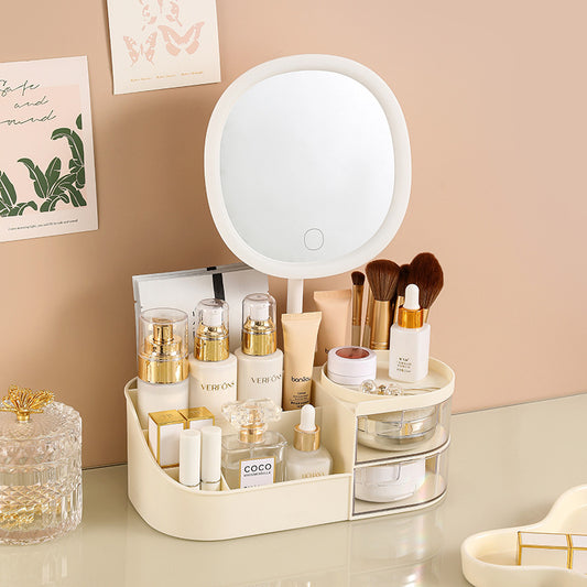 鏡付きスキンケア用品ラック