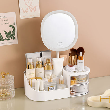 鏡付きスキンケア用品ラック