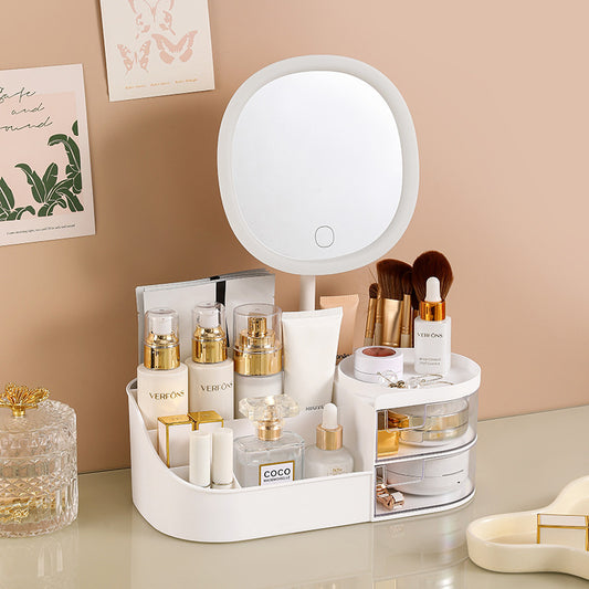 鏡付きスキンケア用品ラック