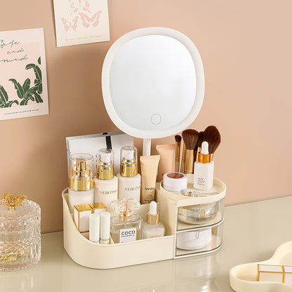 鏡付きスキンケア用品ラック