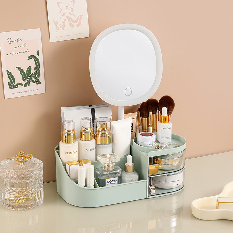 鏡付きスキンケア用品ラック