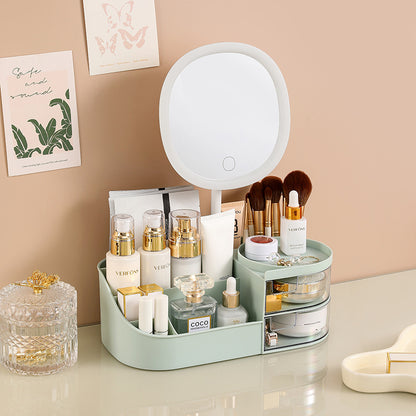 鏡付きスキンケア用品ラック